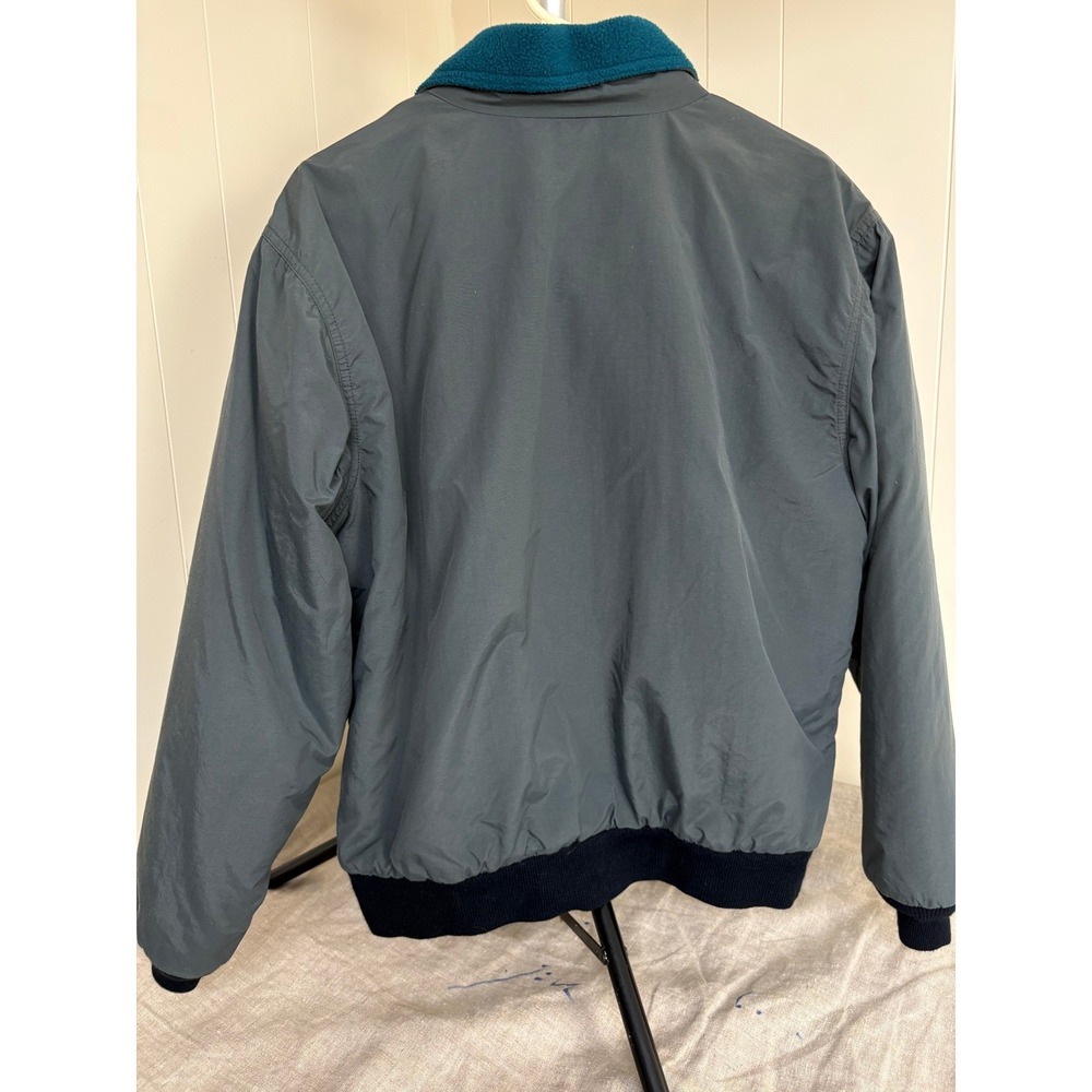 L.L. Bean Warm-Up Jacket Mens L Gray Teal Fleece Lined Thinsulate Bomber 5941 - Picture 4 of 7